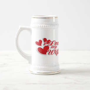 Jarra De Cerveza I Love my red hearts Beer Stein