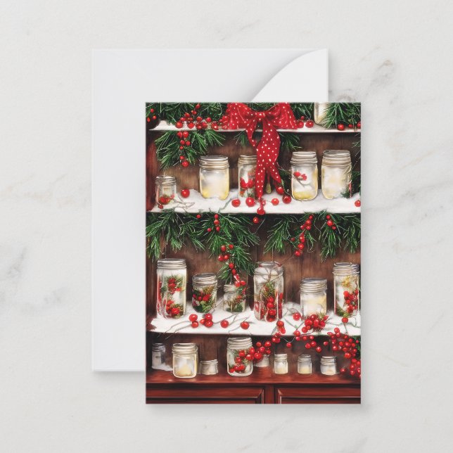 Jars and berries budget mini Christmas Card (Front)