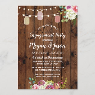Jars Engagement Party Invitation floral Rustic Woo