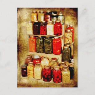 Jars of home-canned food postcard