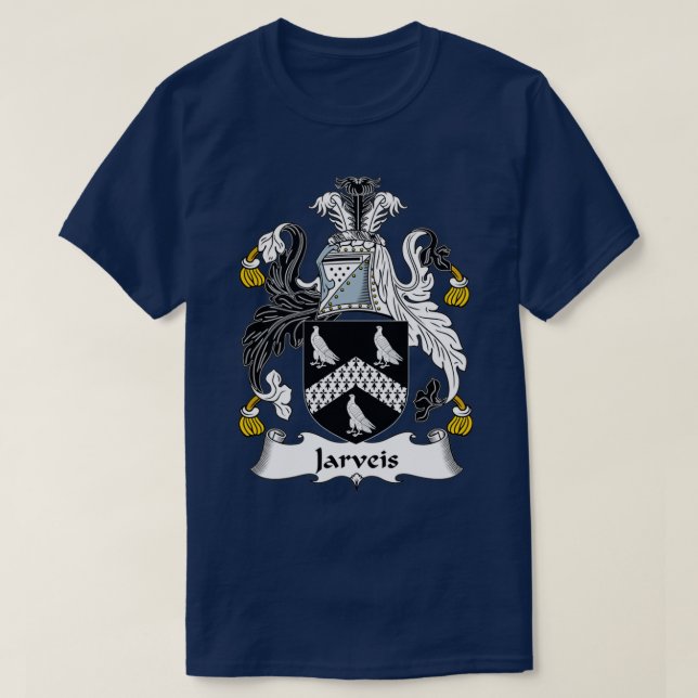 Jarveis Coat of Arms Family Crest  T-Shirt (Design Front)