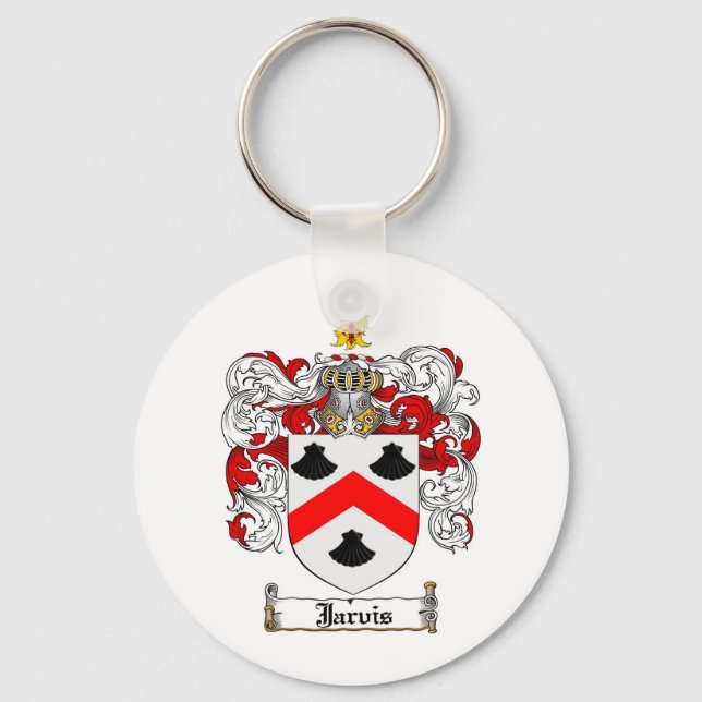 JARVIS FAMILY CREST -  JARVIS COAT OF ARMS KEYCHAIN (Front)