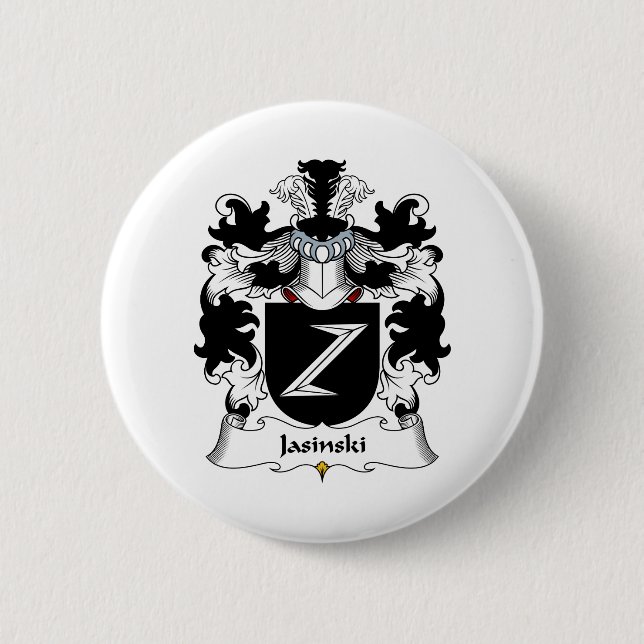 Jasinski Family Crest 2 Inch Round Button (Front)
