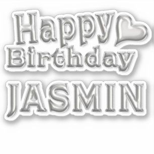 Jasmin Happy Birthday silver Sticker