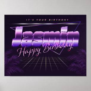 Jasmin Nom Vorname lila retro Poster Geburtstag