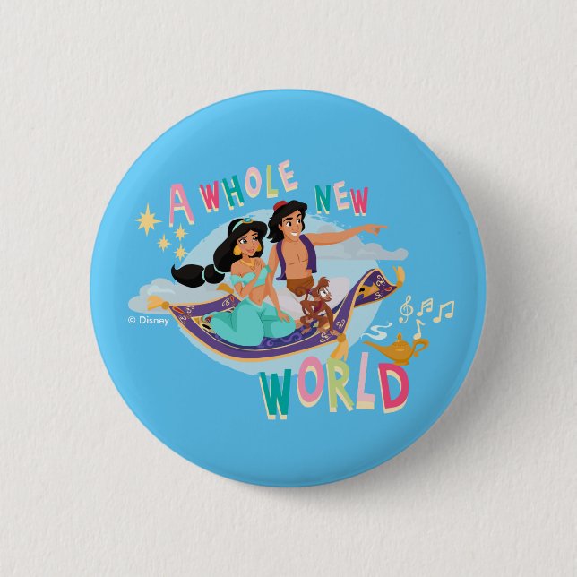 Jasmine & Aladdin Carpet Ride | A Whole New World 2 Inch Round Button (Front)