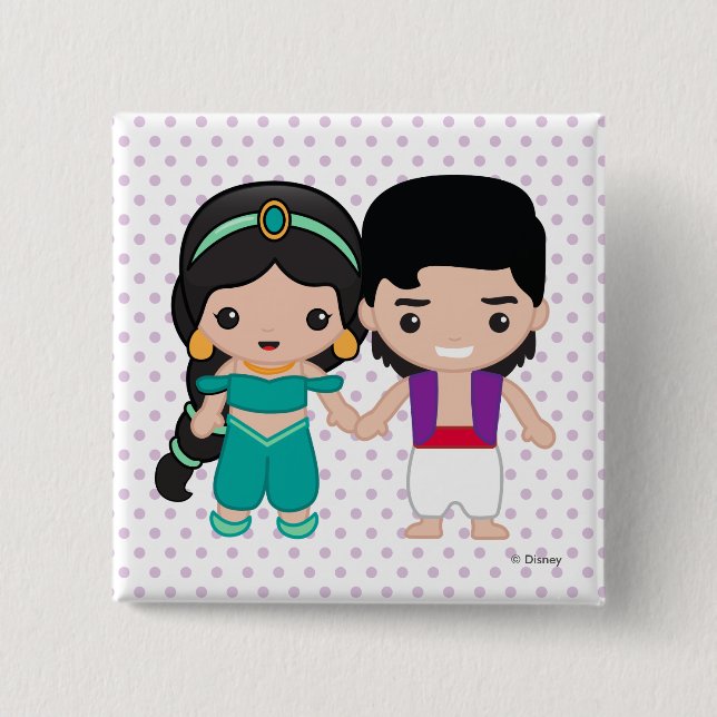 Jasmine and Aladdin Emoji 2 Inch Square Button (Front)