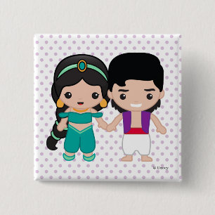 Jasmine and Aladdin Emoji 2 Inch Square Button