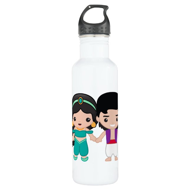 Jasmine and Aladdin Emoji 710 Ml Water Bottle (Front)
