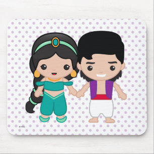 Jasmine and Aladdin Emoji Mouse Pad