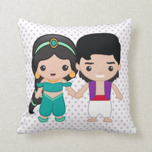 Jasmine and Aladdin Emoji Throw Pillow