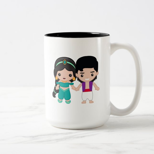 Jasmine and Aladdin Emoji Two-Tone Coffee Mug (Right)