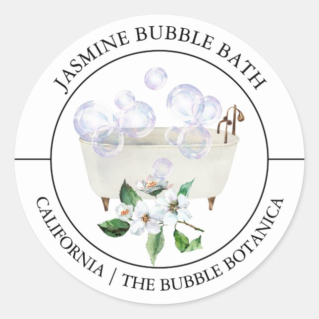 Jasmine Bubble Bath label (Front)