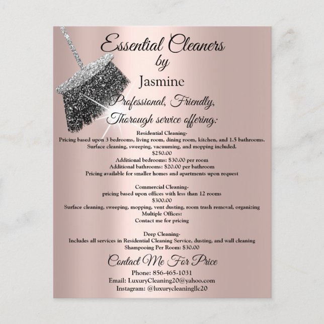 Jasmine Cleaning Service House Keeping Rose Silver Flyer (Front)
