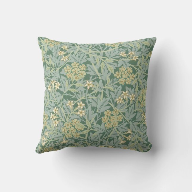 Jasmine famous pattern by William Morris Throw Pillow (Back)