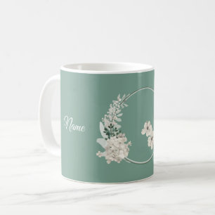 Jasmine Floral Green Geometric Wedding Party Coffee Mug