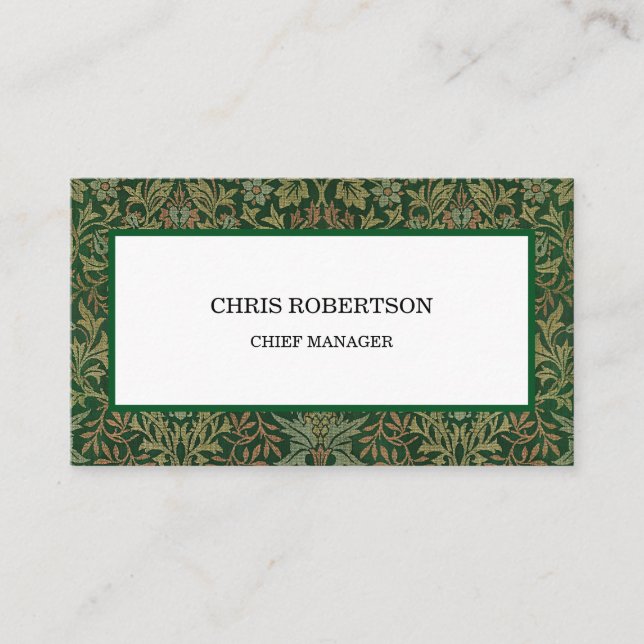 Jasmine Floral Pattern Green White Flower Garden Business Card (Front)
