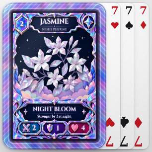 Jasmine Flower, Rainbow Foil Art Playing Cards