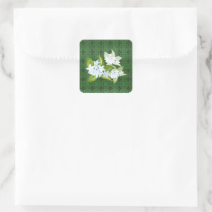 Jasmine flowers customizable name square sticker