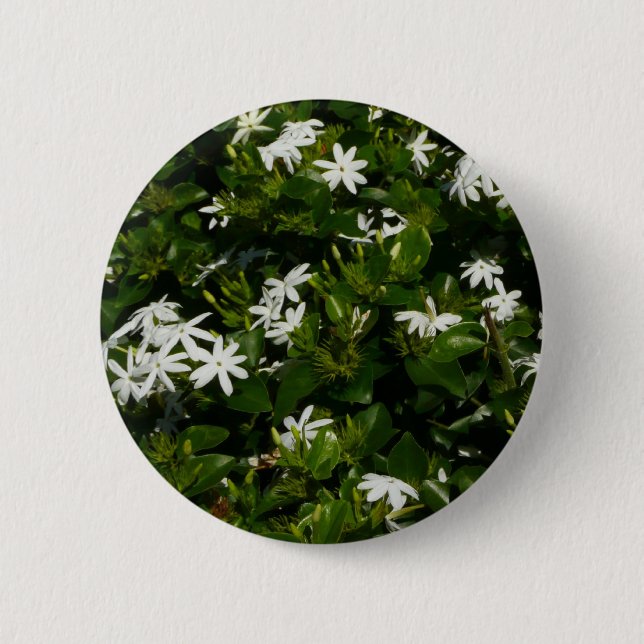 Jasmine Flowers Tropical Floral Botanical 2 Inch Round Button (Front)