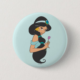 Jasmine Holding Flower 2 Inch Round Button