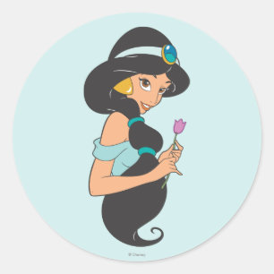 Jasmine Holding Flower Classic Round Sticker