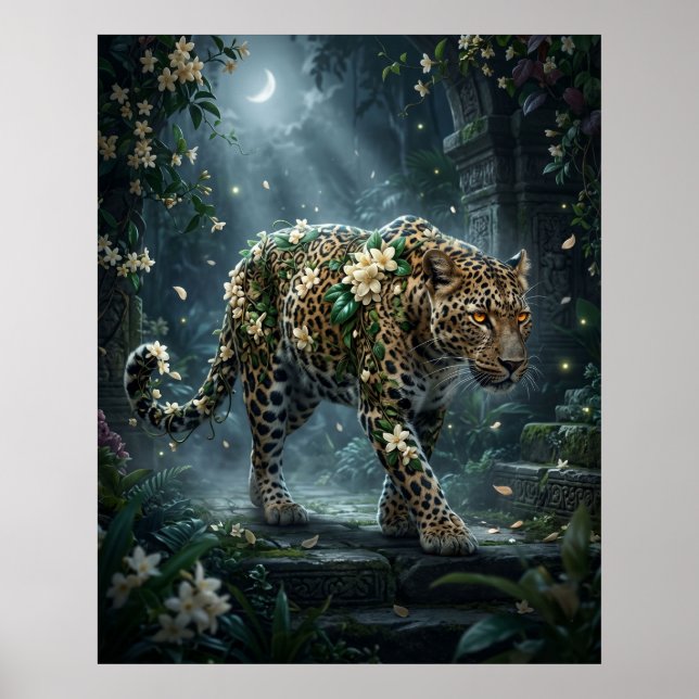 Jasmine Leopard Moon Bloom Poster (Front)