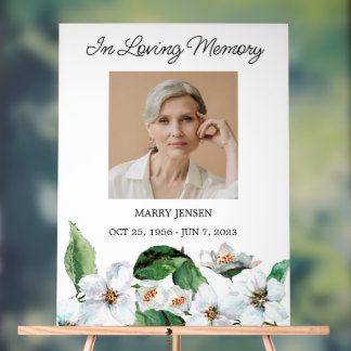 Jasmine Memorial Photo Funeral Acrylic Sign