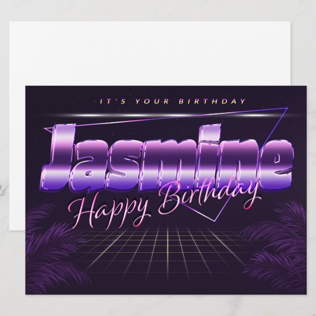 Jasmine name First name lila retro card birthday (Front/Back)