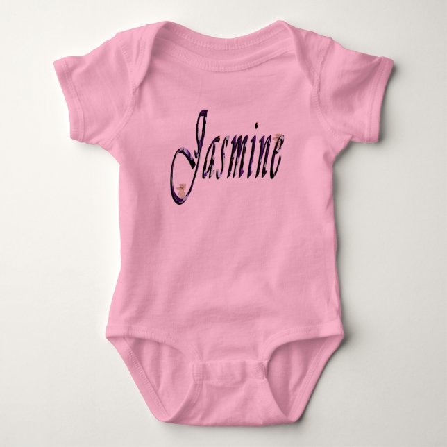 Jasmine, Name, Logo, Babys Pink Tutu Bodysuit (Front)