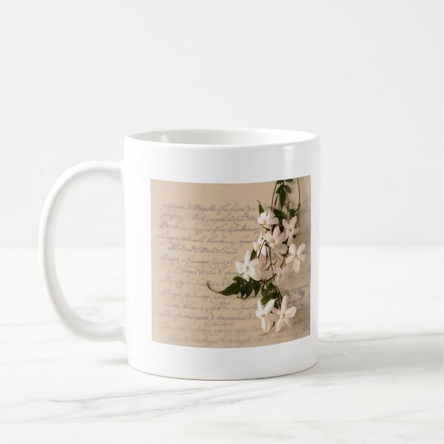 jasmine on old script ladies long sleeve t-shirt coffee mug (Left)