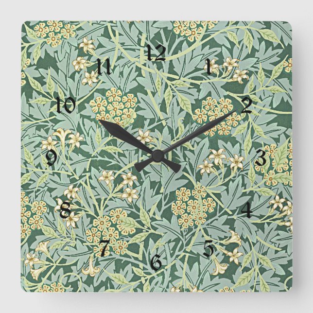 Jasmine, pattern by William Morris, Square Wall Clock (Front)