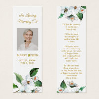 Jasmine Photo Funeral Memorial Bookmark