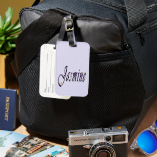 "Jasmine" Purple Floral Girls Name, Luggage Tag