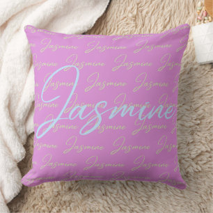 Jasmine Repeating Name Pattern Throw Pillow