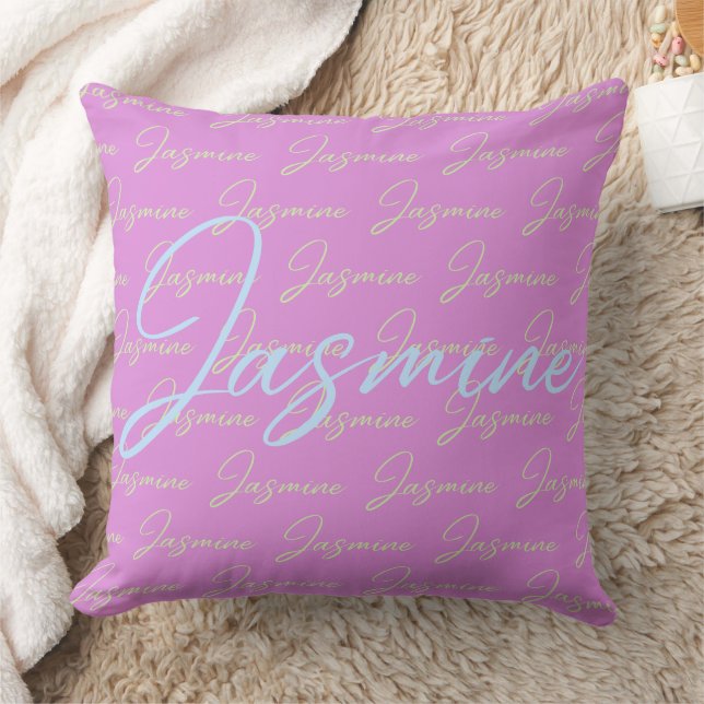 Jasmine Repeating Name Pattern  Throw Pillow (Blanket)