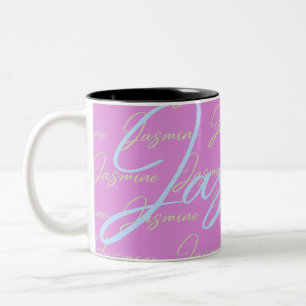 Jasmine Repeating Name Pattern  Two-Tone Coffee Mug