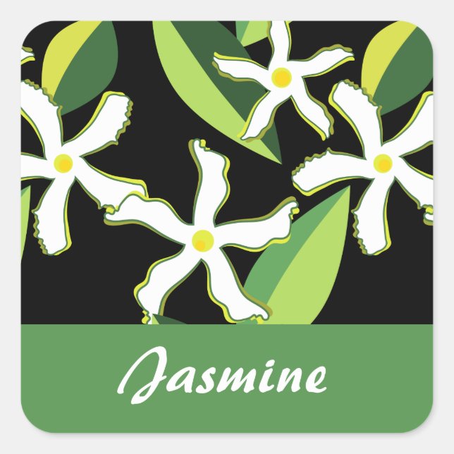 Jasmine Retro Floral Abstract Pattern Square Sticker (Front)