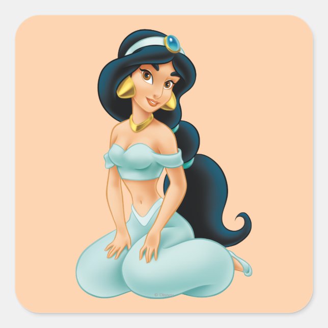Jasmine Sitting Square Sticker (Front)