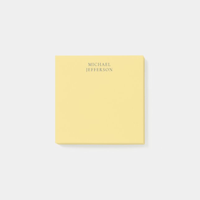 Jasmine & Slate Grey Minimalist Plain Modern Name Post-it Notes (Front)