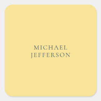 Jasmine & Slate Grey Minimalist Plain Modern Name Square Sticker