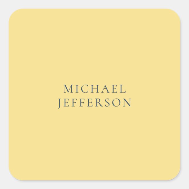 Jasmine & Slate Grey Minimalist Plain Modern Name Square Sticker (Front)