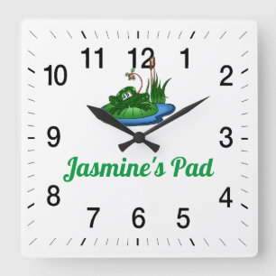 Jasmine's Pad Square Wall Clock