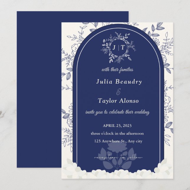 Jasminum Sambac Elegant Floral Wedding Invitation (Front/Back)