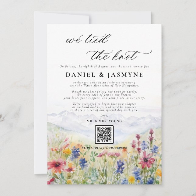 JASMYNE V6 Mountains Scene Wildflowers Wedding Invitation (Front)
