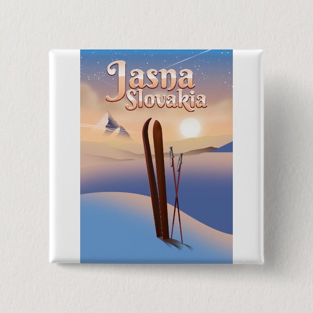 Jasna, Slovakia Ski poster. 2 Inch Square Button (Front)