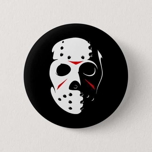 Jason Hockey Mask Halloween Friday 13th  2 Inch Round Button (Front)
