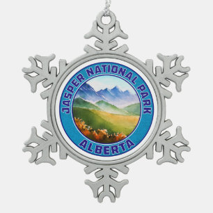 Jasper National Park Alberta Canada Snowflake Pewter Christmas Ornament
