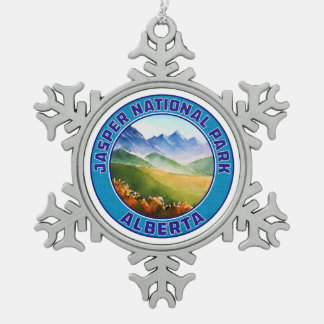 Jasper National Park Alberta Canada Snowflake Pewter Christmas Ornament