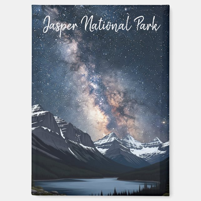 Jasper National Park Canada at Night Magnet (Front)